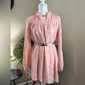 🌺 NWT Umgee Cherry Blossom Floral Textured High Neck Short Dress. Size small